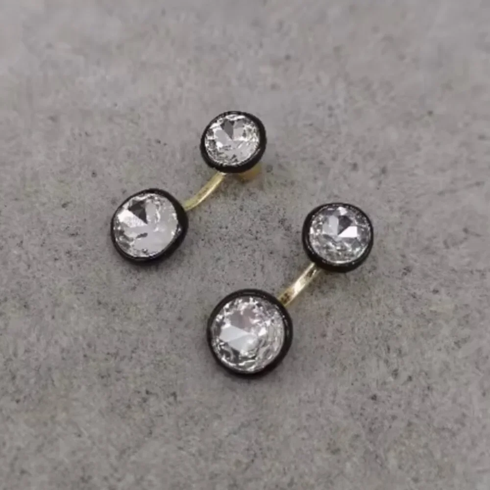 Roxanne Assoulin Enameled Bezel Double Stone Floating Earrings_6